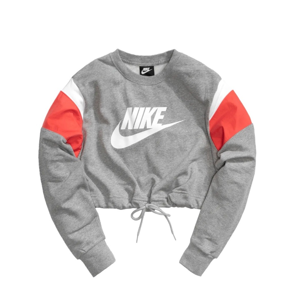 Nike Women's Gray and Red Cropped Crew